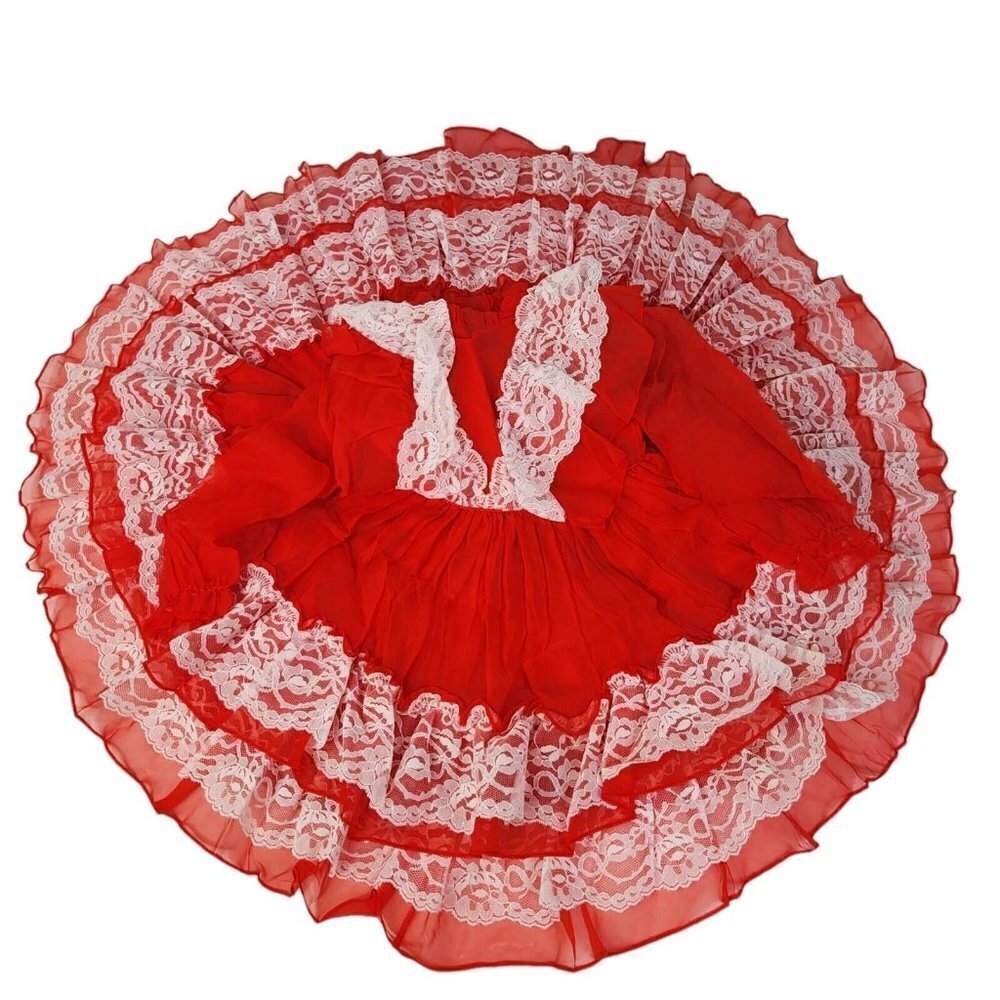 VTG Martha’s Miniatures Full Circle Red‎ Ruffled Dress Size 6 Pageant Christmas